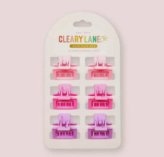 Mini Hair Claw Clip Set- Pink and Purple