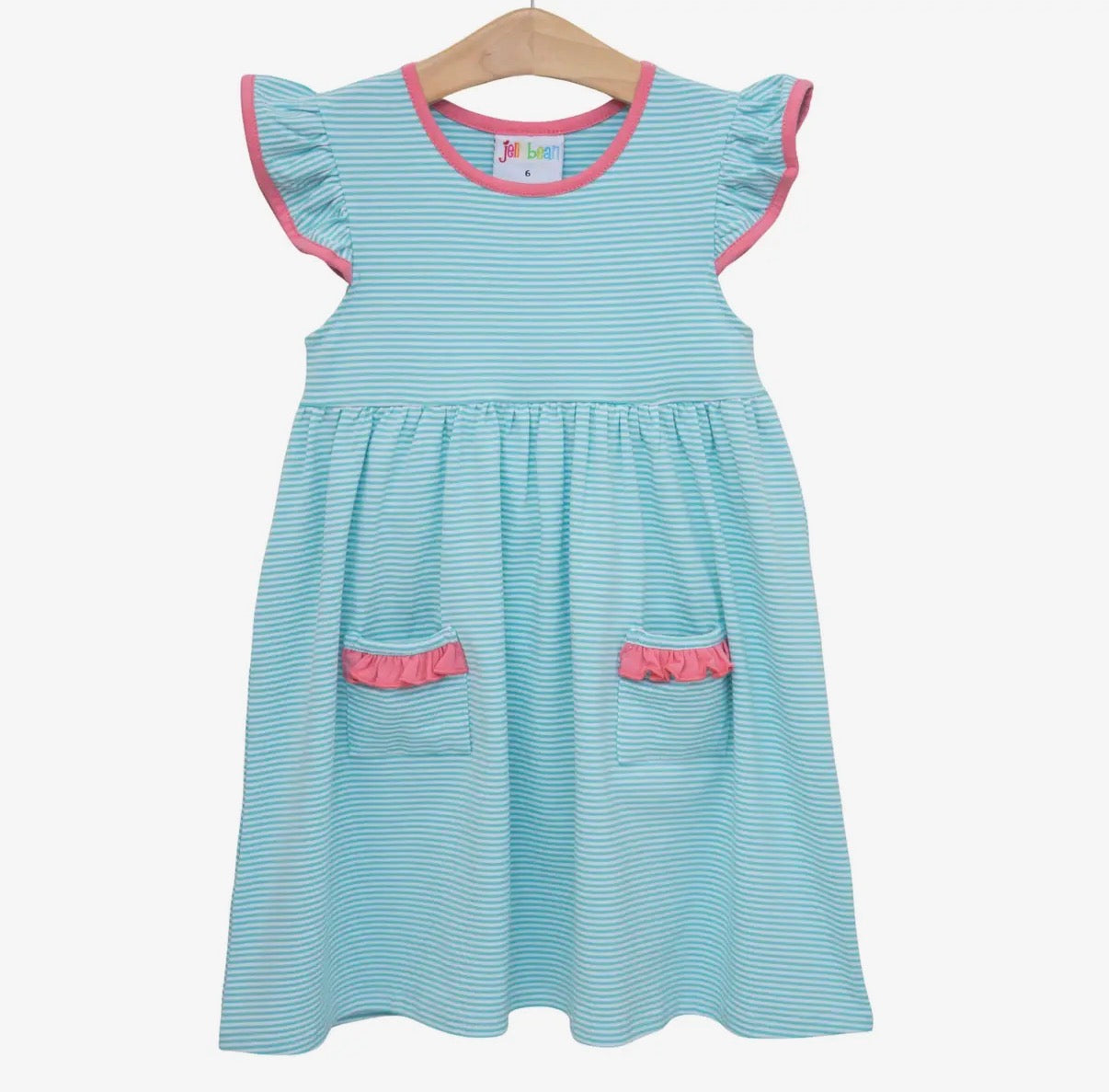 Mia Dress - Dark Mint Stripe