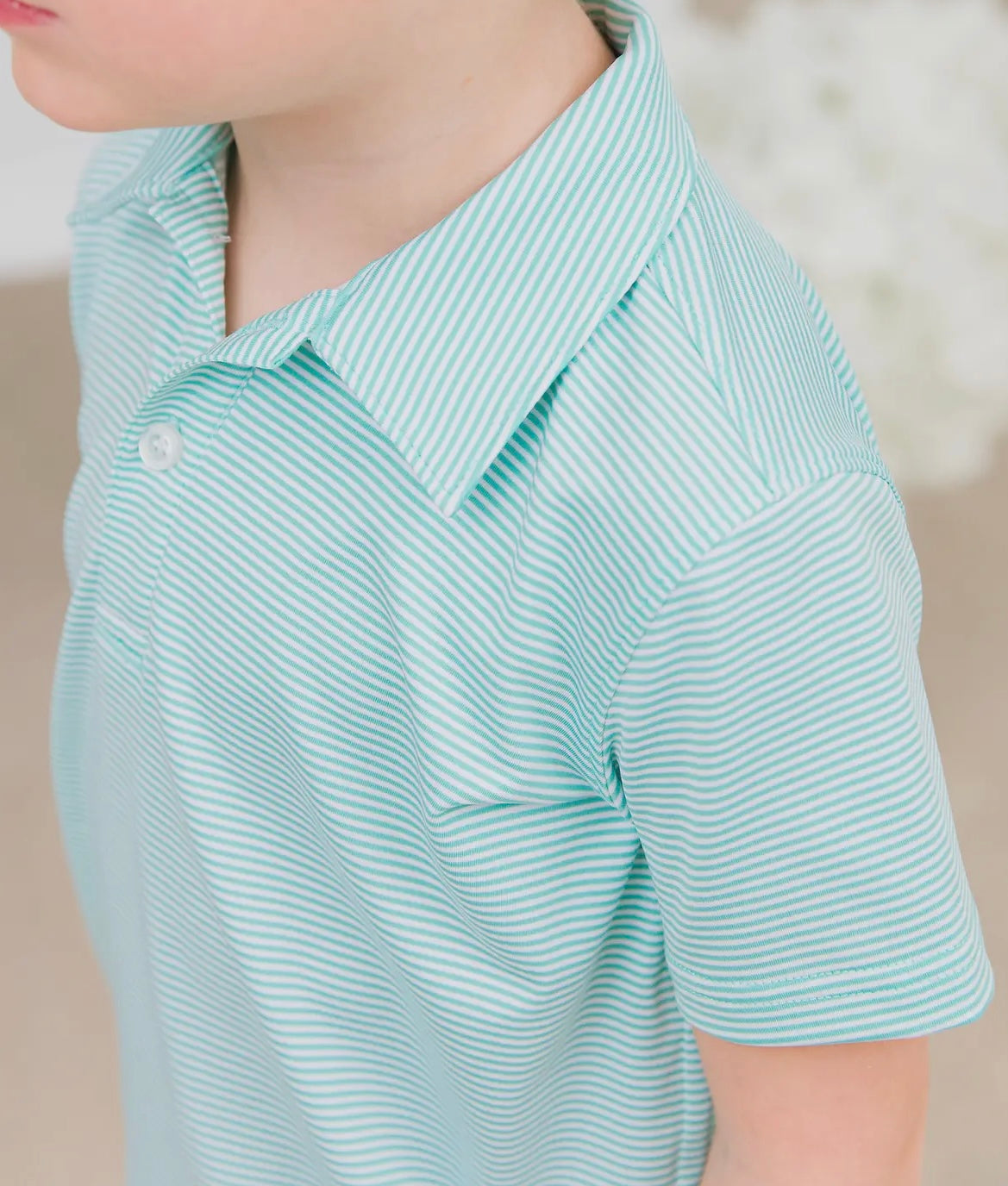 Marine Green Striped Performance Polo