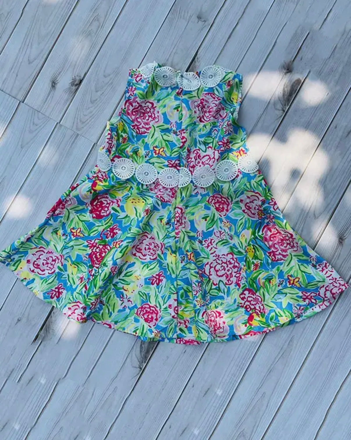 Floral Dress with Lace Trim