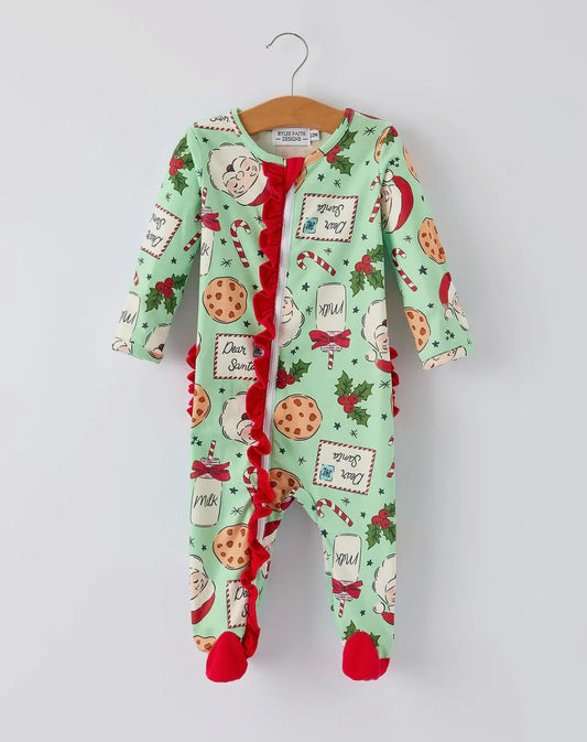 Christmas Santa Milk and Cookies Ruffle Romper