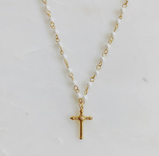 Cable Cross Pendant Necklace