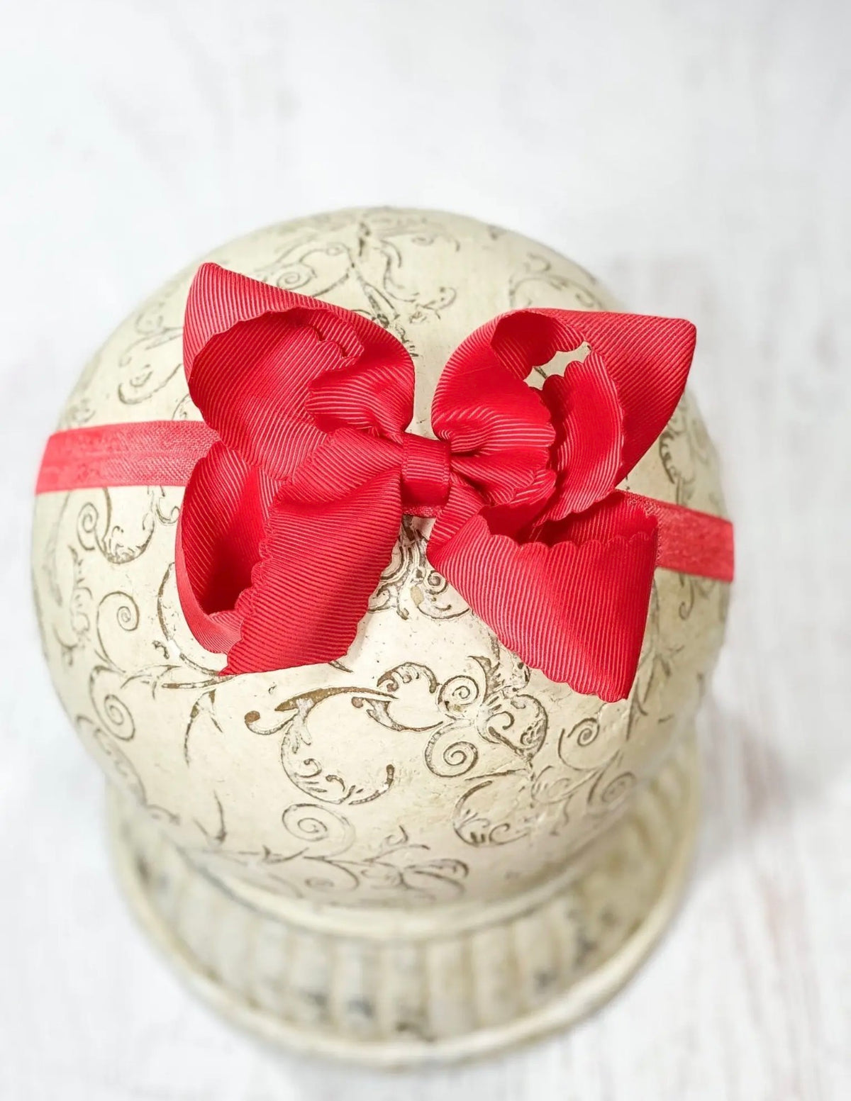 Red Scalloped Headband Bow