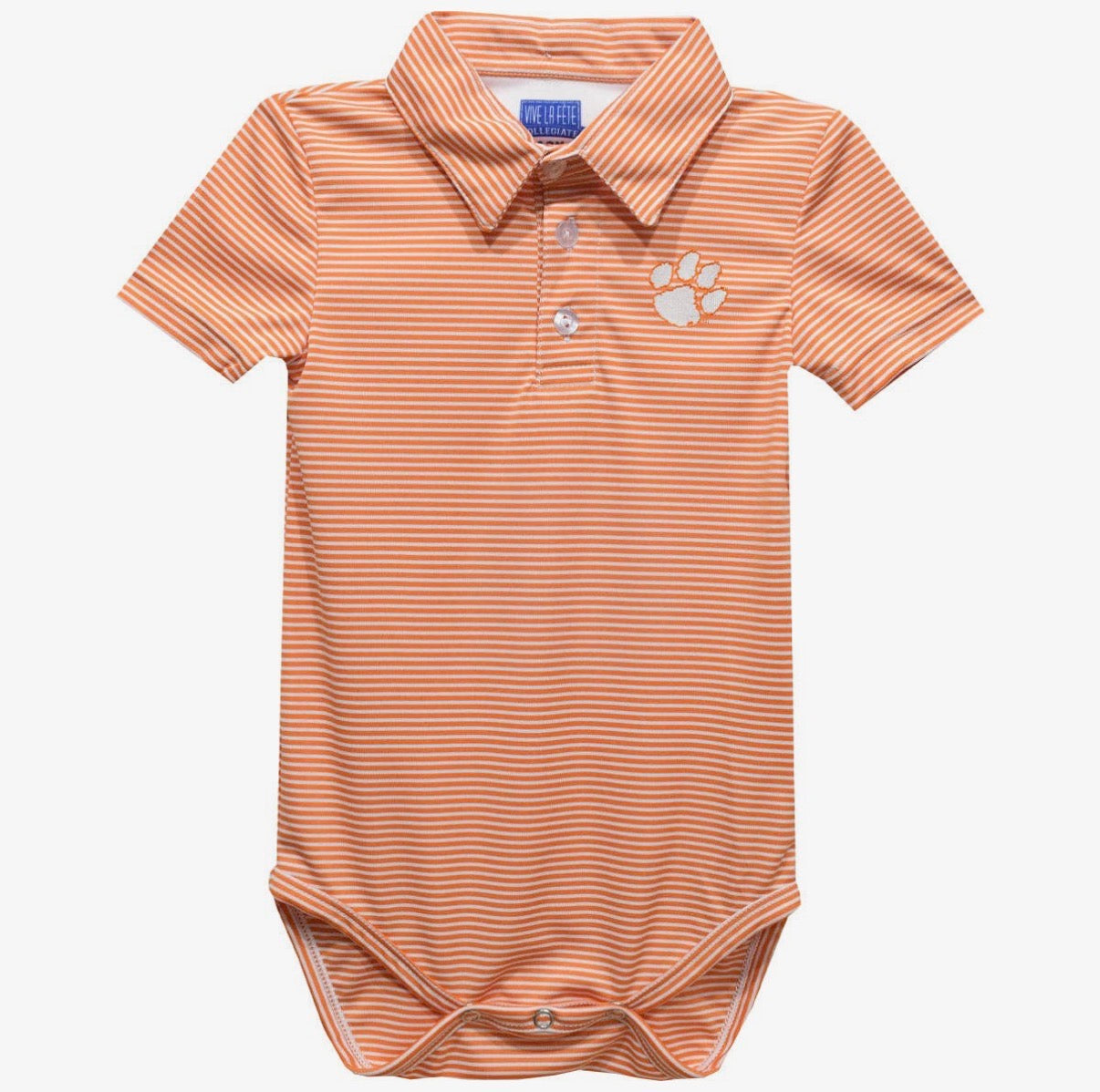 Striped Clemson Polo Onesie