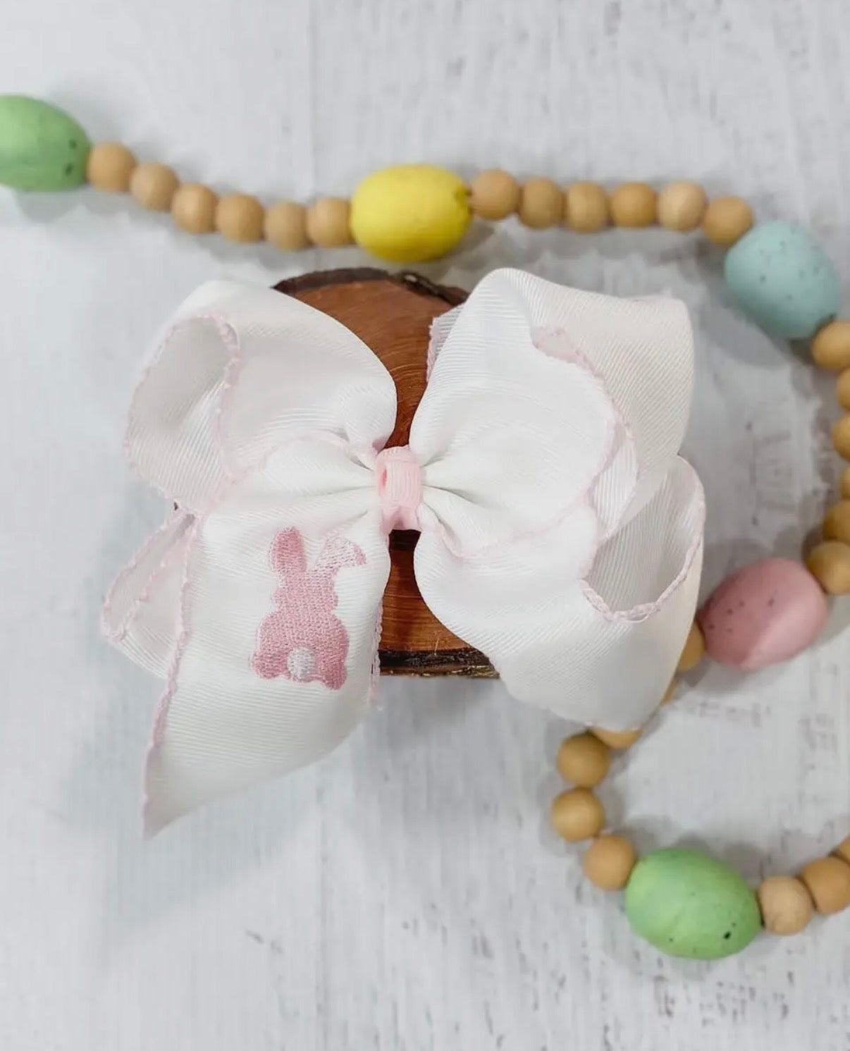 Bunny Embroidered Moon stitch Bow