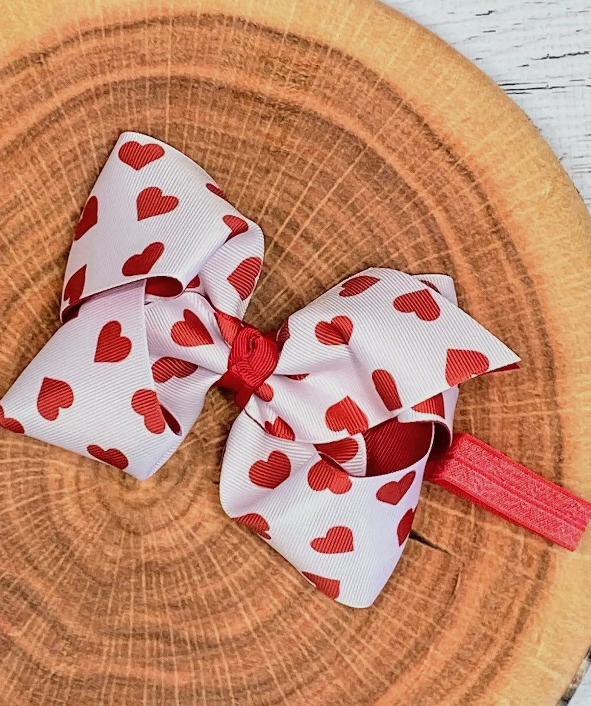 Heart Print Headband Bow