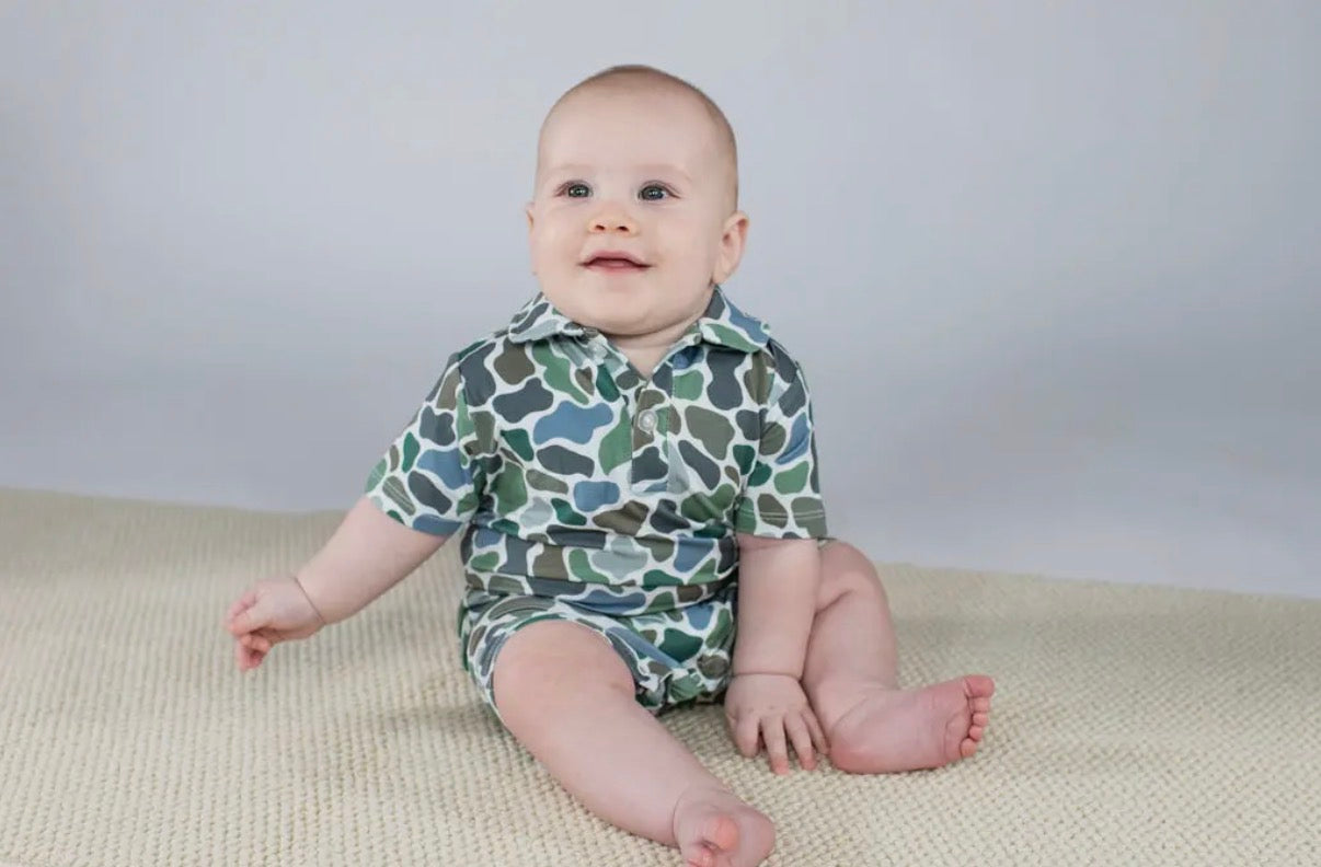 Pebble Camo Polo Romper