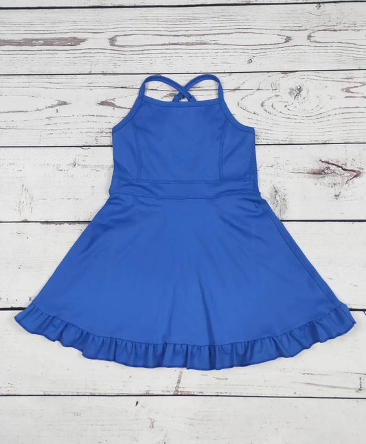 Ruffle Athletic Dress w/ Built in Shorts- Blue
