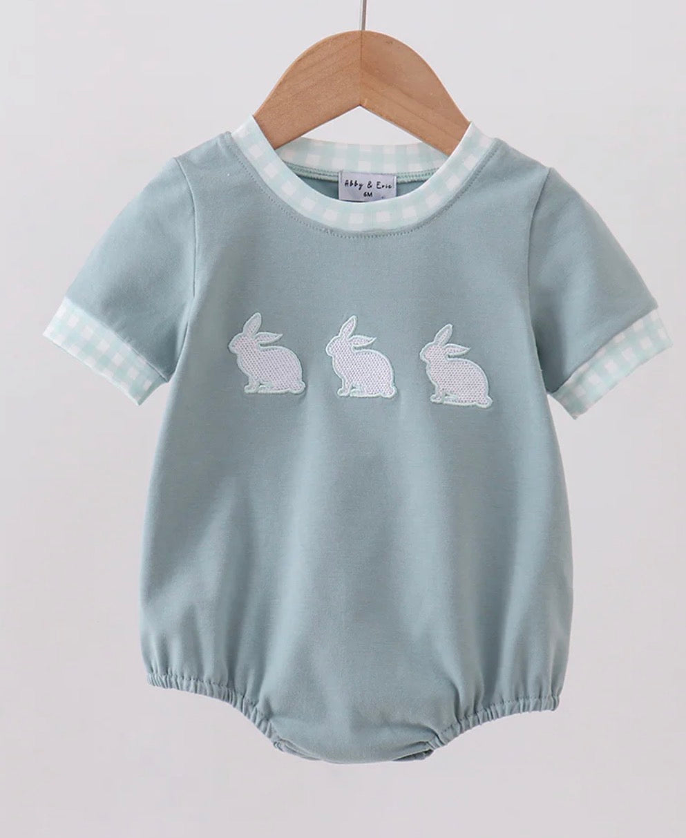 Blue Bunny Embroidered Bubble