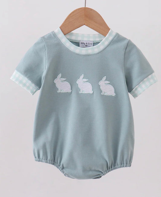 Blue Bunny Embroidered Bubble