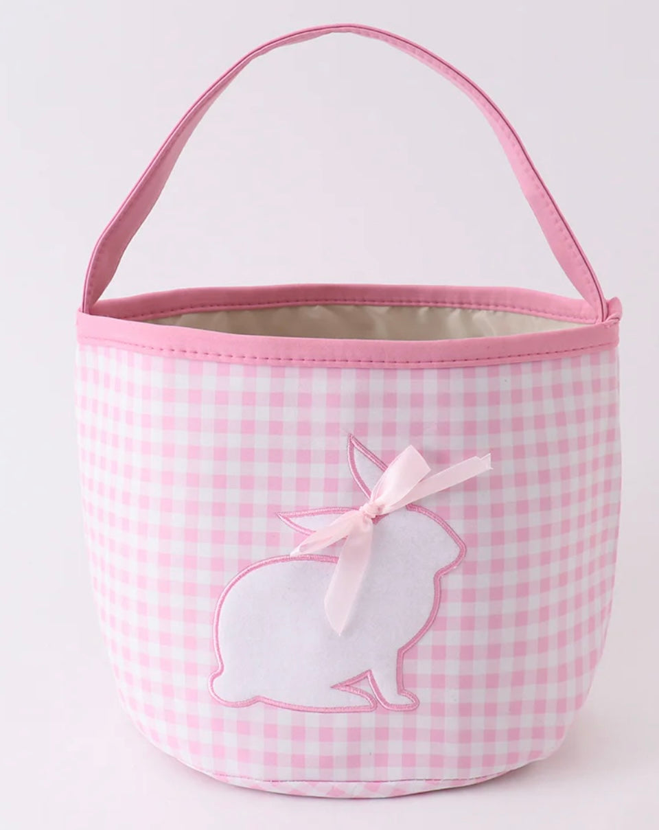 Pink Gingham Easter Bucket