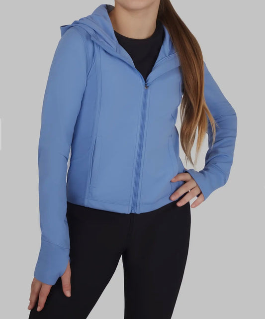 Girls Active Jacket with Hood-Sky