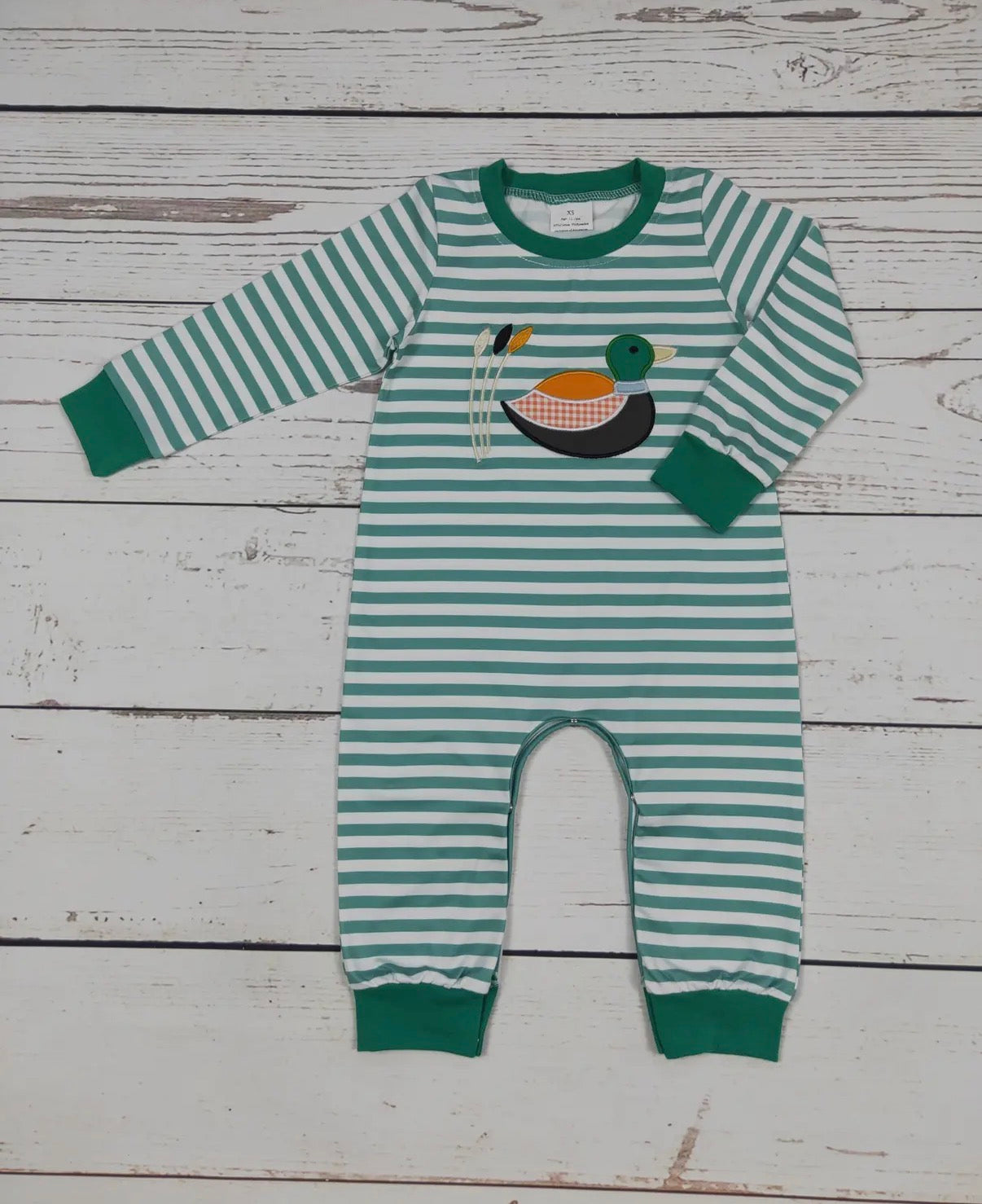 Green Striped Duck Romper