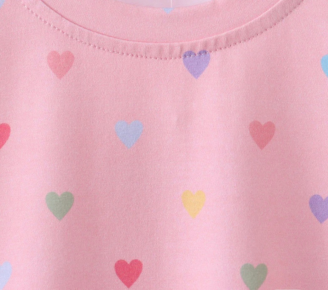 Pink Heart Print Top