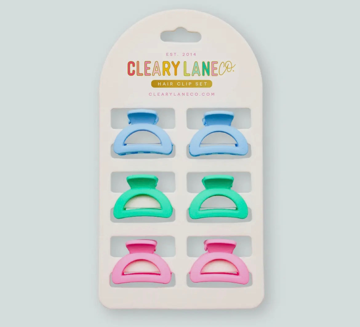 Mini Hair Clip Set- Pink and Blue