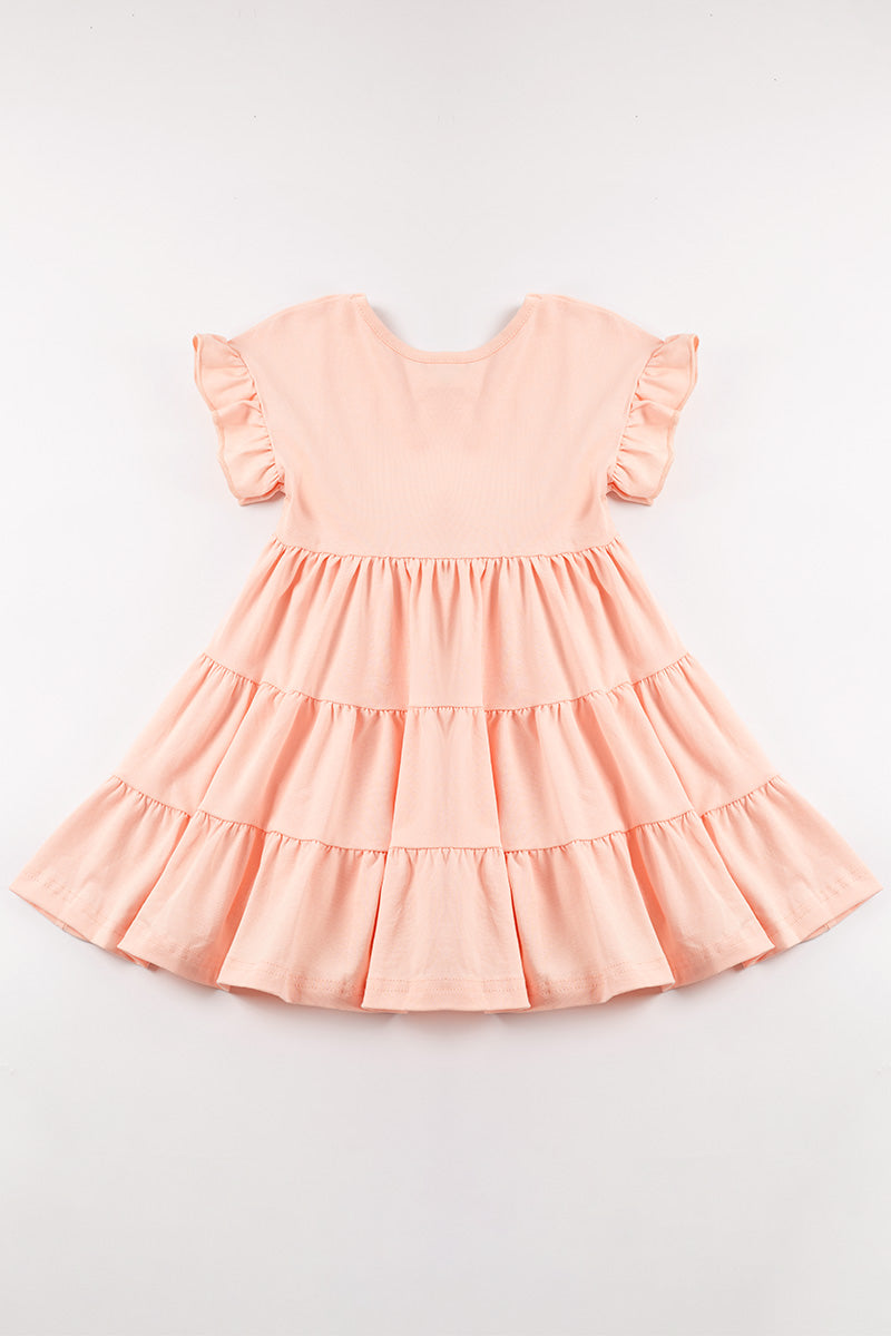 Pink Ruffle Sleeve Tiered Dress