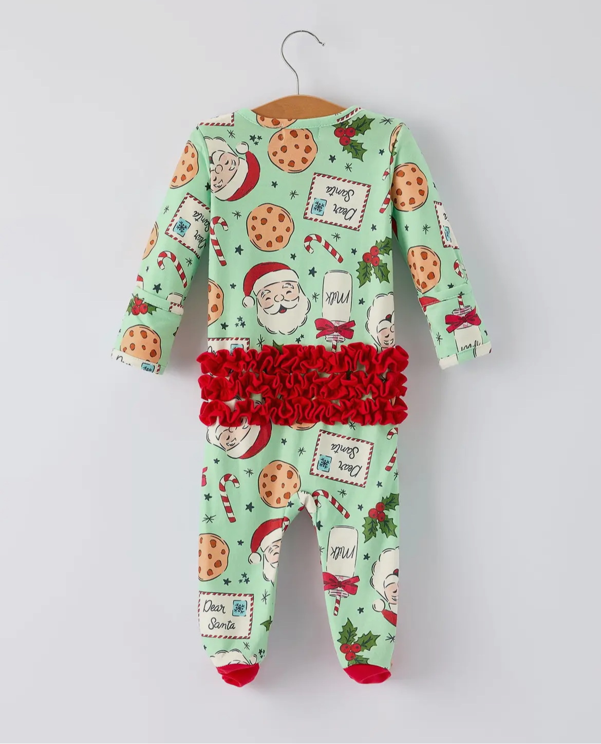 Christmas Santa Milk and Cookies Ruffle Romper