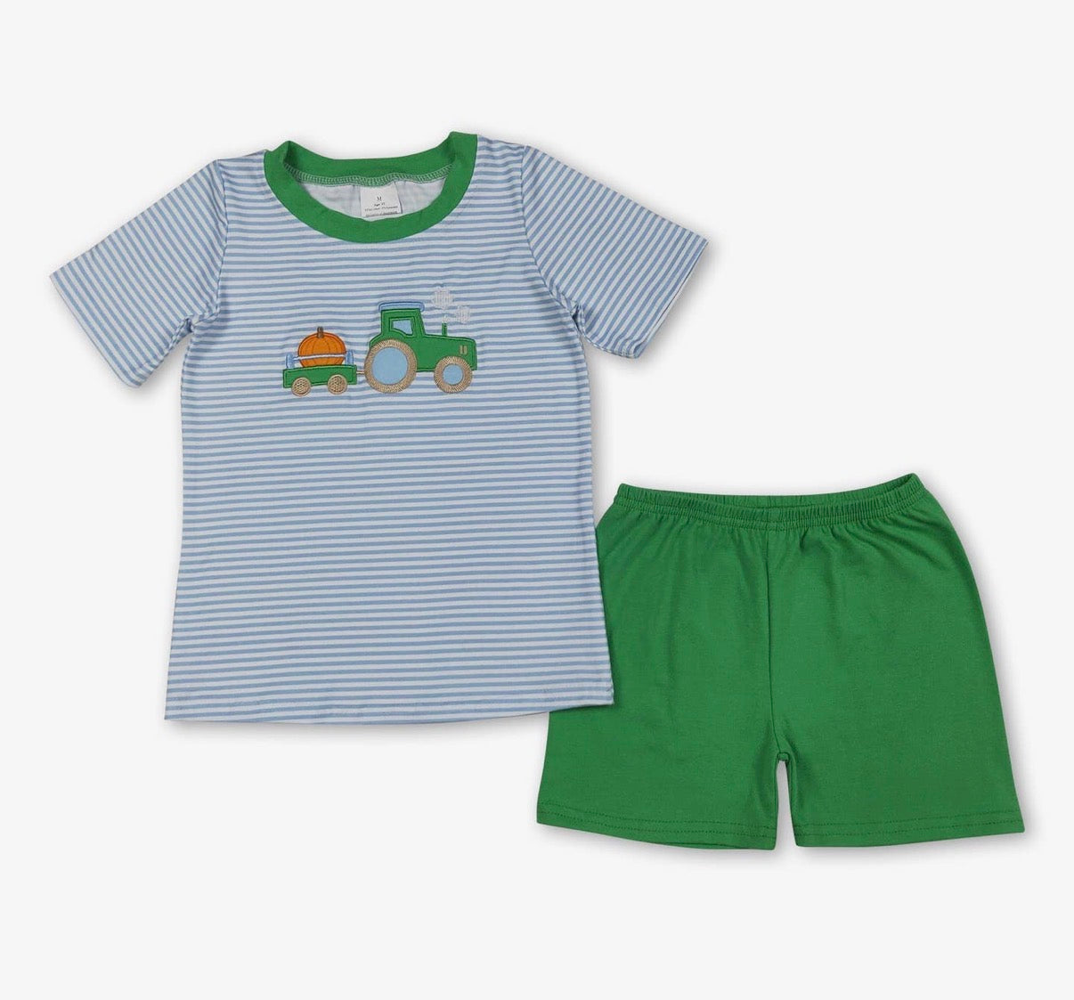 Pumpkin Tractor Shorts Set