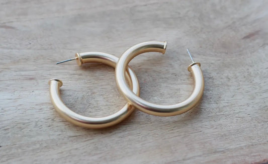 Brushed Gold Hoops