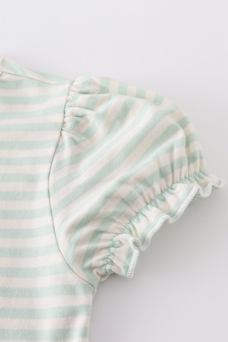 Platinum Green Striped Puff Sleeve Top