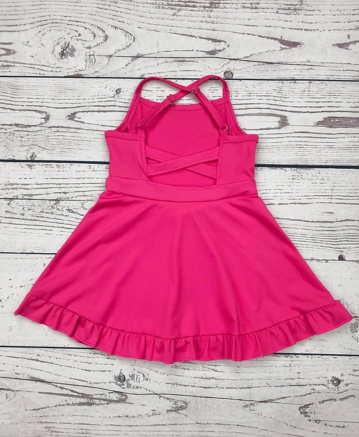 Ruffle Athletic Dress w, Built in Shorts- Hot Pink