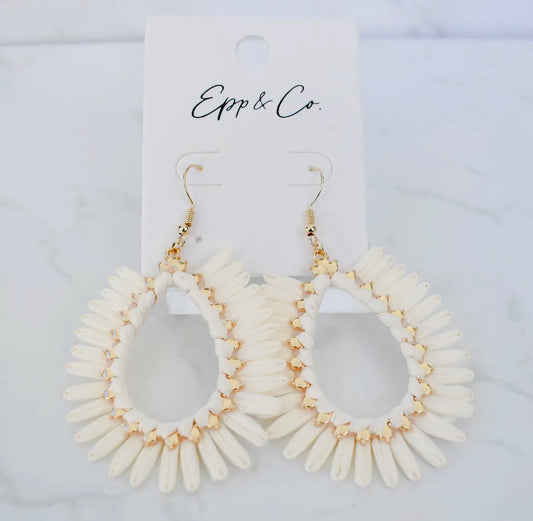 Raffia Teardrop Earrings- Ivory