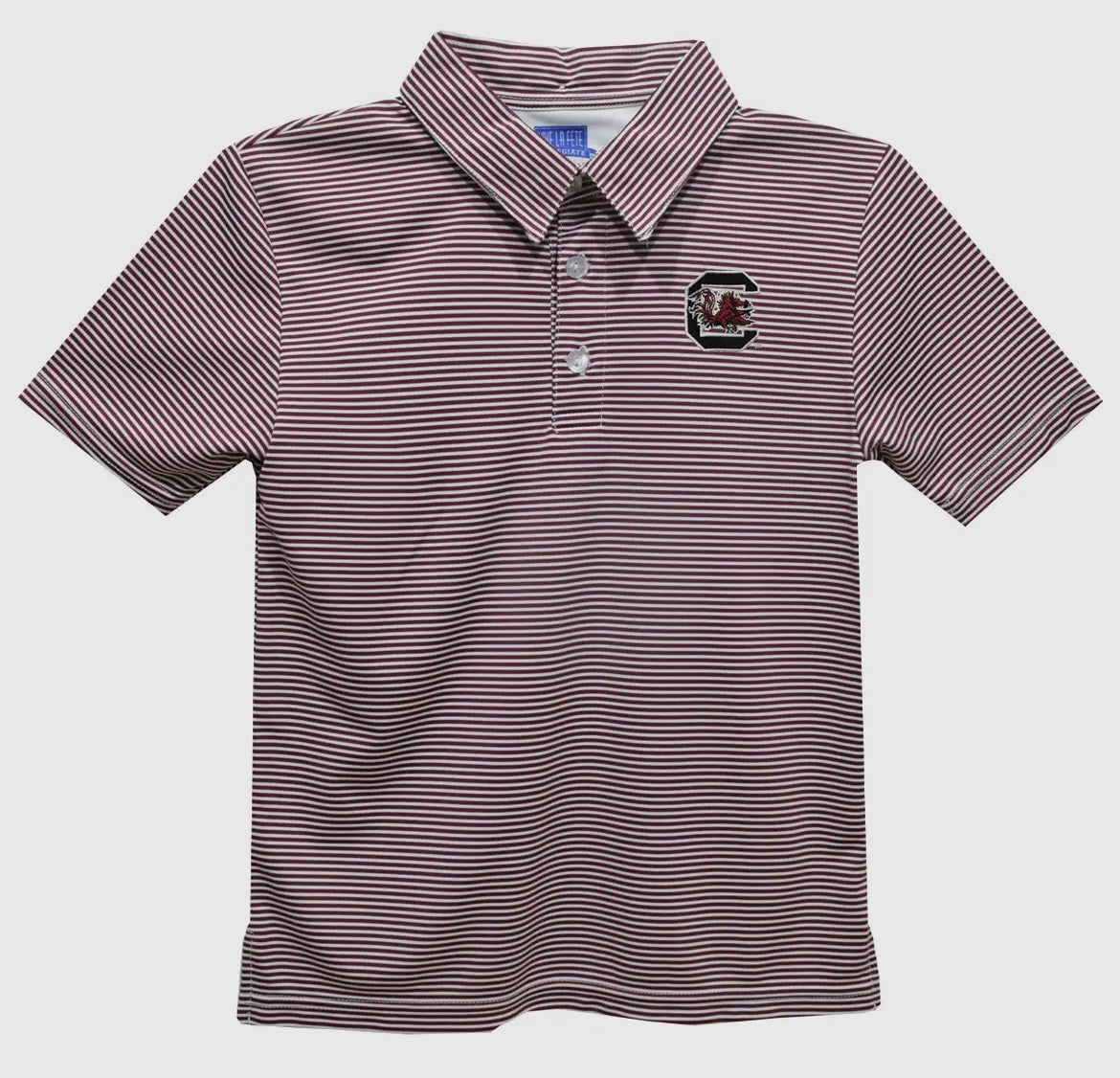 Gamecock Striped Embroidered Polo Shirt