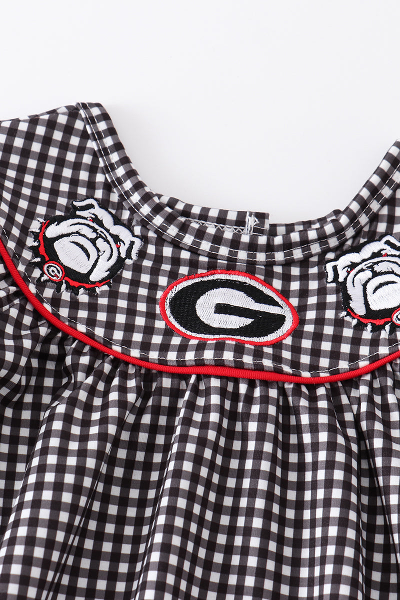 Black georgia embroidery gingham girl bubble