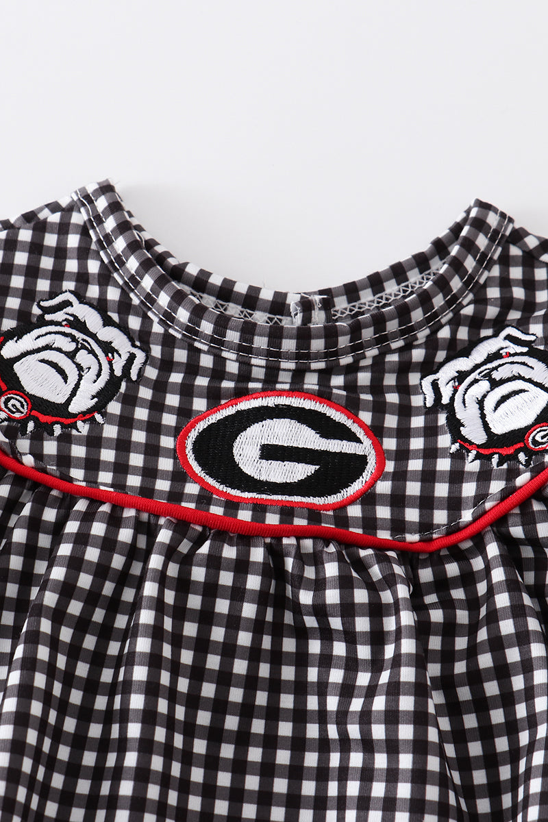 Black georgia embroidery gingham girl bubble