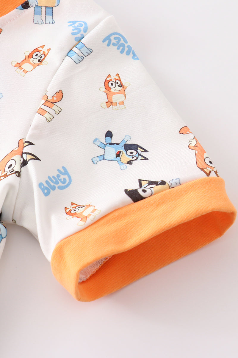 Orange character boy pajamas set