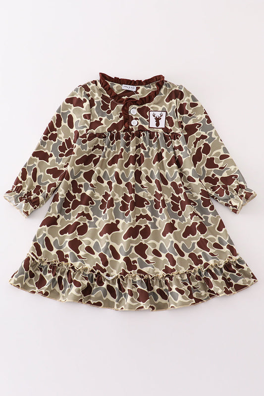 Camouflage antler embroidery girl gown