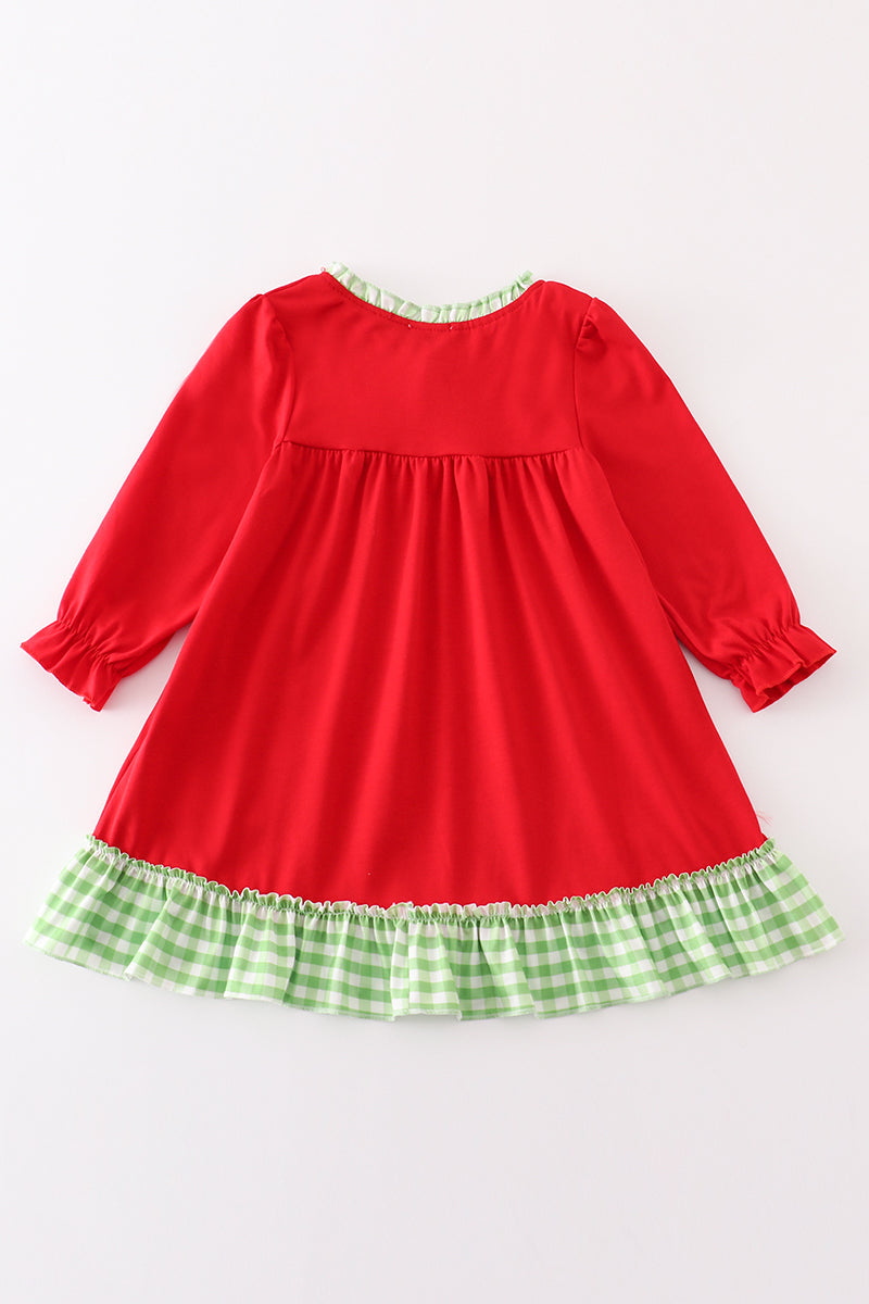 Red christmas grinch french knot girl gown