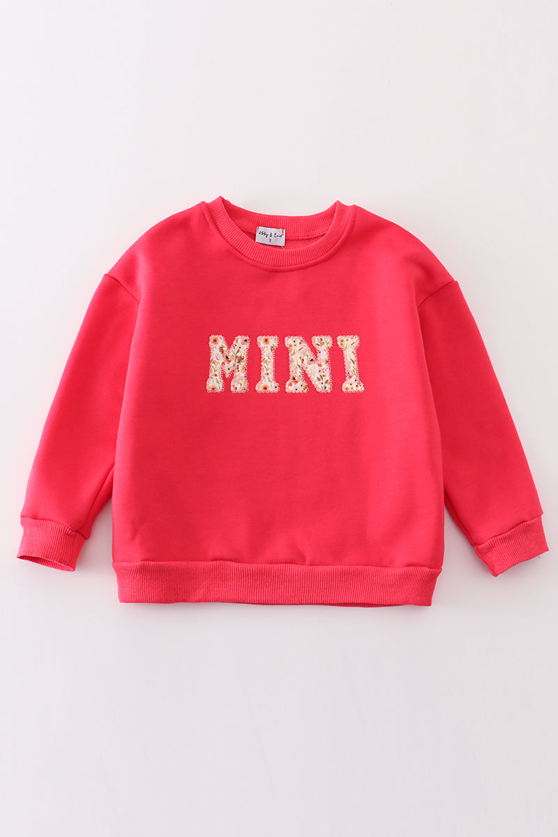 Red MAMA&MINI applique fleece mom&me sweatshirt