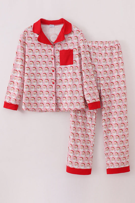 Pink christmas santa claus women pajamas set