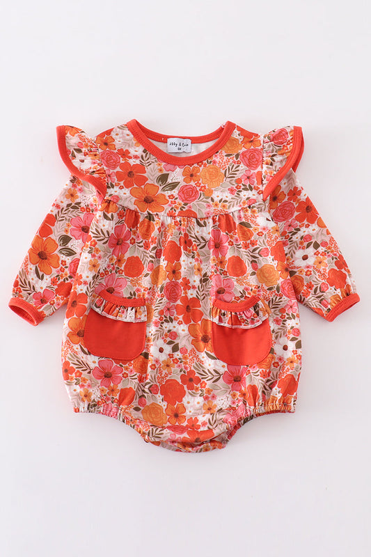 Fall floral print ruffle bubble