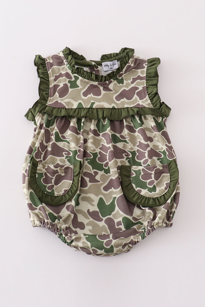 Camouflage print ruffle bubble