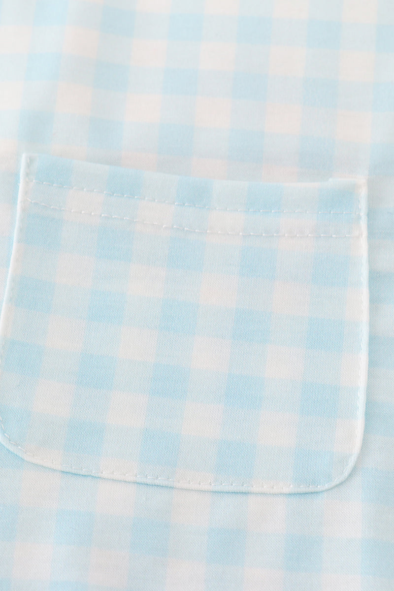 Blue gingham boy bubble