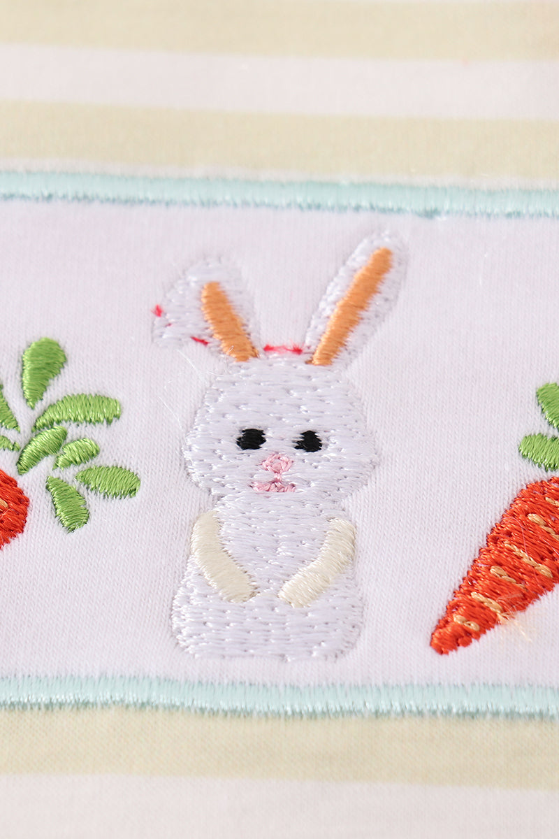 Easter stripe bunny embroidery boy bubble