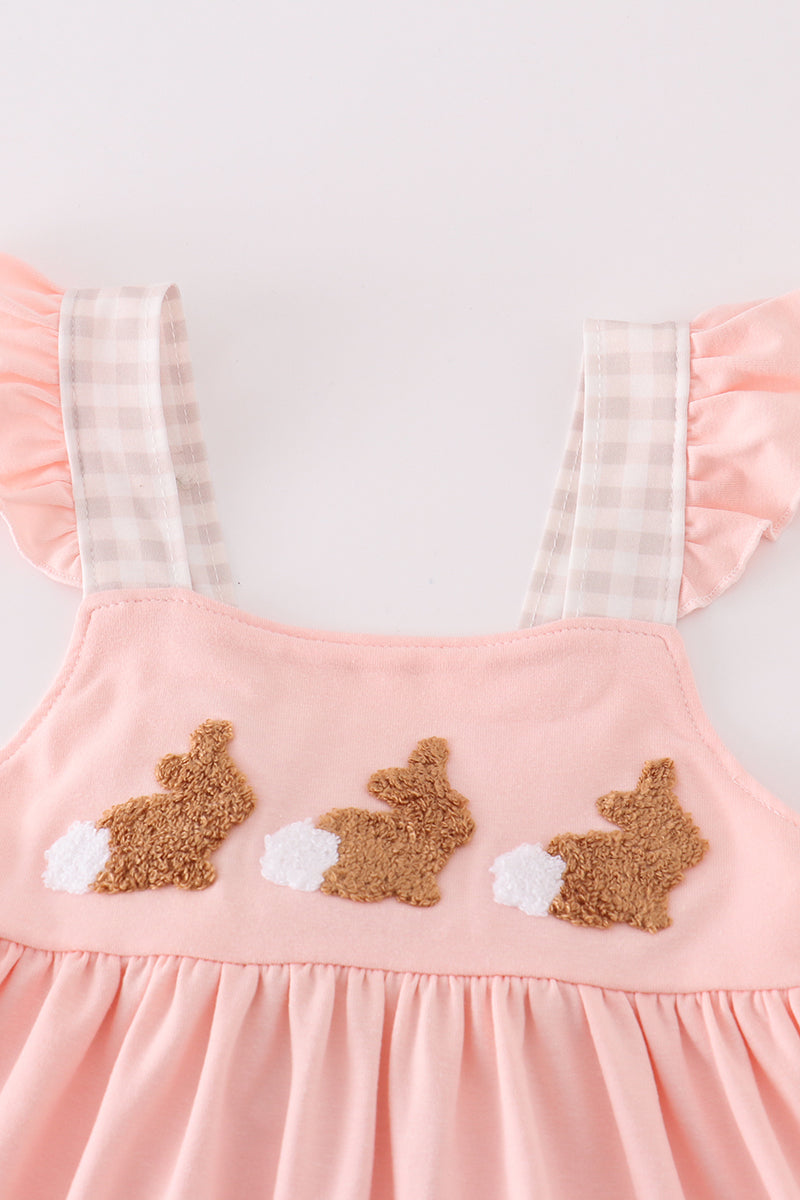 Pink easter bunny french knot girl dress