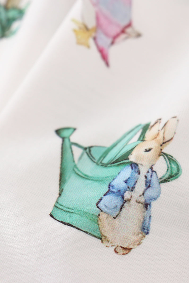 Easter bunny print girl ruffle dress