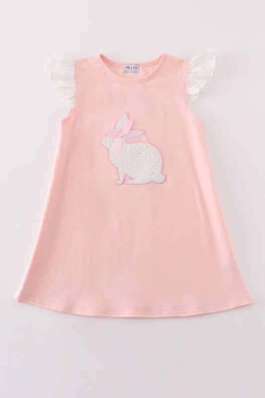 Pink easter bunny applique girl dress