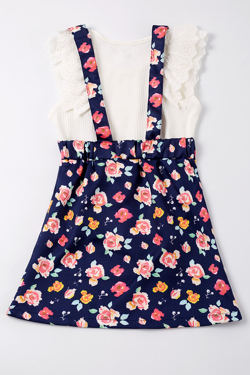 Navy Floral Print Dress