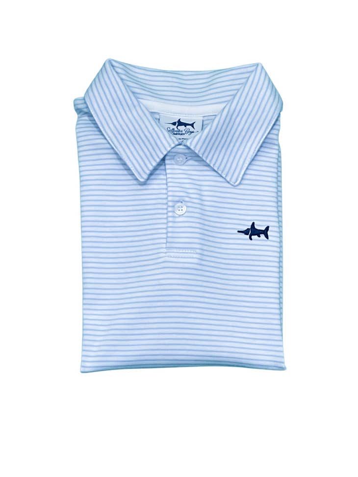 SBC Signature Pima Light Blue Striped Polo