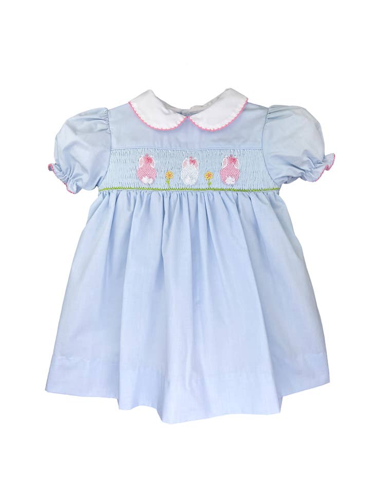 Blue Smocked Bunny Dress