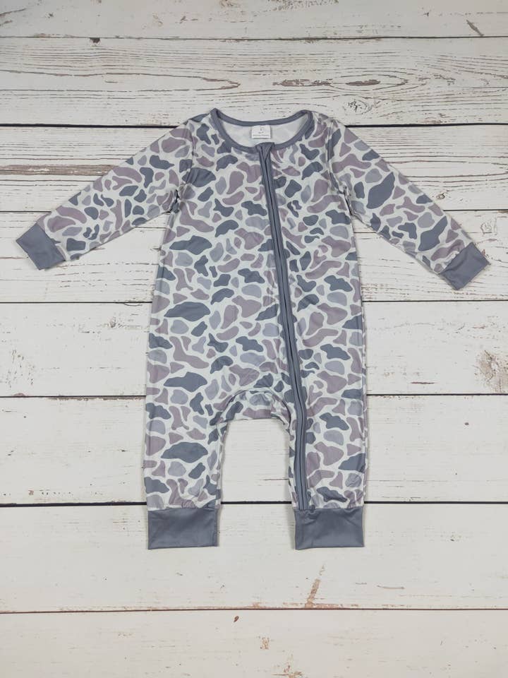 Camo Print Zip Romper