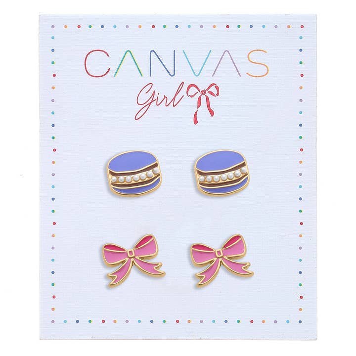 Madeleine Macaroon & Ribbon Bow Stud Earrings