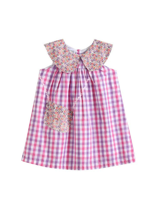 Purple and Pink Gingham Floral Purse Dress