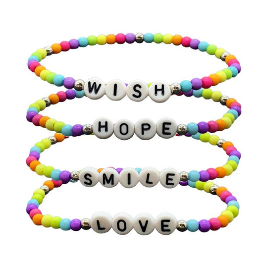 Single Rainbow Beaded Affirmation Bracelet- options