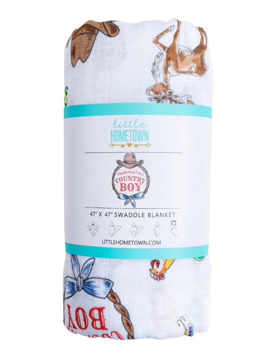 Country Boy Muslin Swaddle Blanket