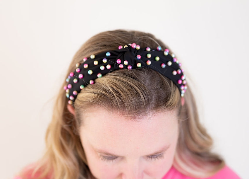 Black Rainbow Pearl Headband